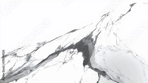 Fototapeta Abstract Marble Texture with Veins on White Background for Artistic and Design Use