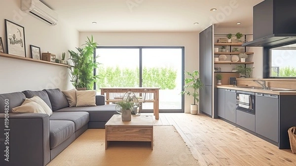 Fototapeta Urban property showcasing modern architecture, spacious interiors, vibrant surroundings, ideal for residential living or investment opportunities, blending comfort with convenience.
