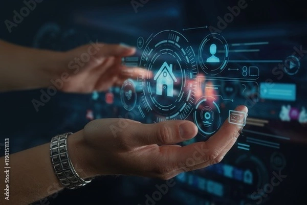 Obraz Smart Home Technology Interface Displayed On Hand
