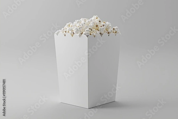 Fototapeta High-quality 3D popcorn box, sleek design, light grey setting.