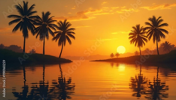 Fototapeta sunset on the beach