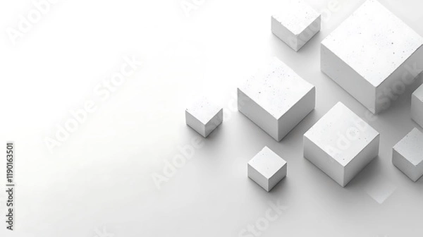 Fototapeta White Cubes Arranged on a White Background