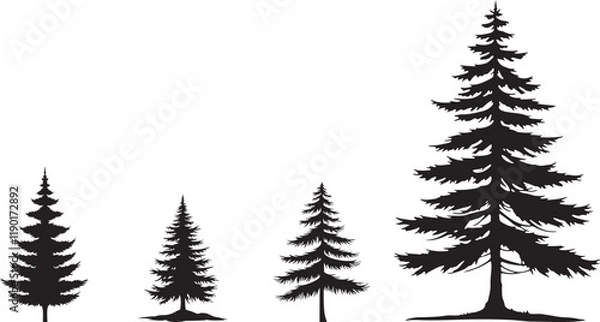 Obraz Pine Tree Silhouette Set - Nature-Inspired Vector Graphics. set of Christmas trees
