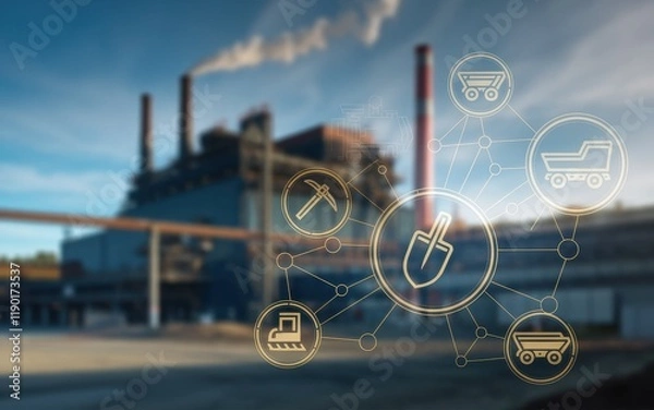 Fototapeta Industrial Mining Operation Network Visualization