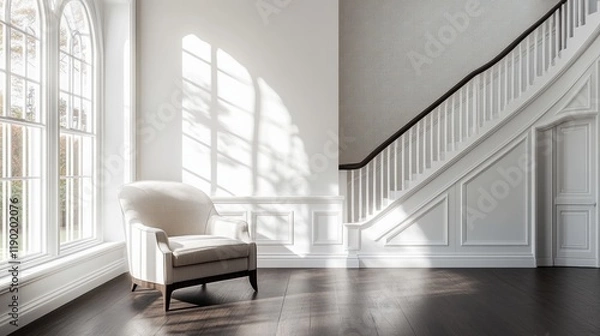 Fototapeta Serene Interior Space with Elegant Armchair and Natural Light