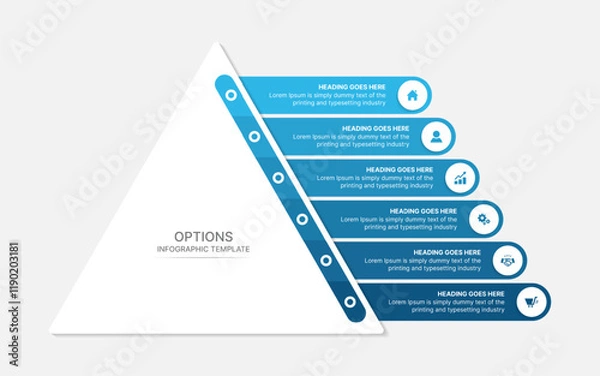 Obraz Triangle Pyramid Infographic Design Template with 6 Steps