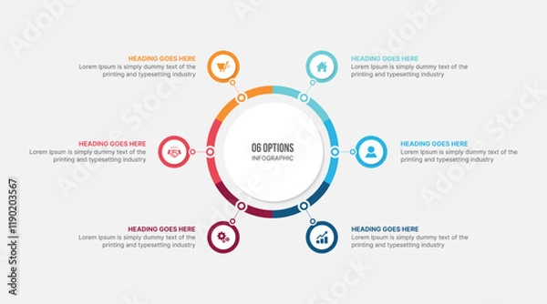 Obraz Six Options Circular Cycle Infographic Template Design