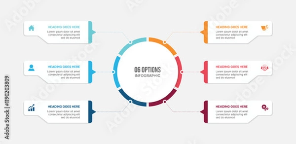 Obraz Six Options Circular Cycle Infographic Template Design