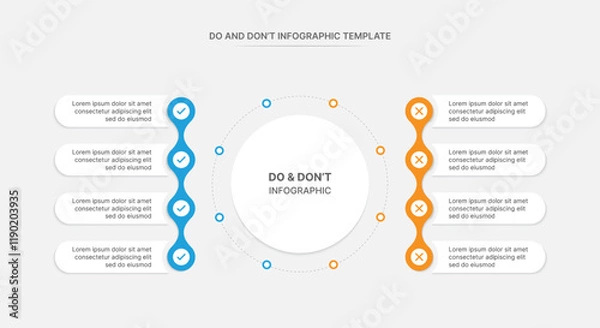 Obraz Dos and Don'ts, Pros and Cons, Vs, Versus Comparison Circle Infographic Design Template