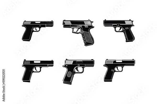 Fototapeta "Set of Glock 17 Gun Vector Illustration"

