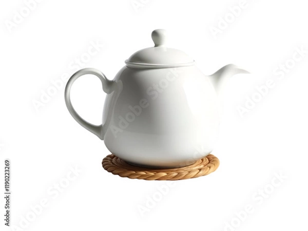 Obraz  White teapot isolated on transparent background 