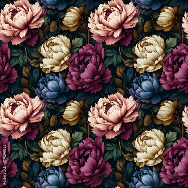 Fototapeta Nature flower, Seamless patterns in 3d style of floral.EXT-0016
