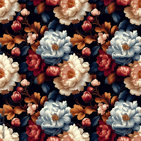 Fototapeta Nature flower, Seamless patterns in 3d style of floral.EXT-0008