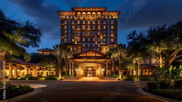 Obraz The Luminary Night View of the Luxurious JW Marriott Hotel: A Symphony of Architecture and Elegance