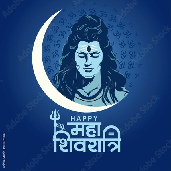 Fototapeta happy maha Shivratri with half moon , a Hindu festival celebrated of lord shiva night