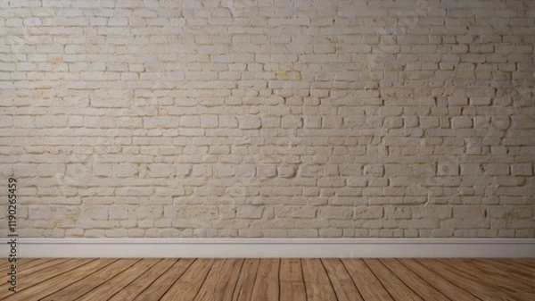 Fototapeta White brick wall texture background for product presentation, architecture and modern design