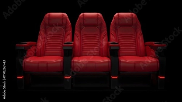 Obraz Empty Red Velvet Cinema Seats in a Luxury Movie Theater Auditorium