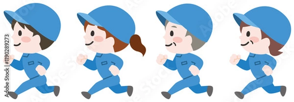 Obraz 走る作業スタッフ 