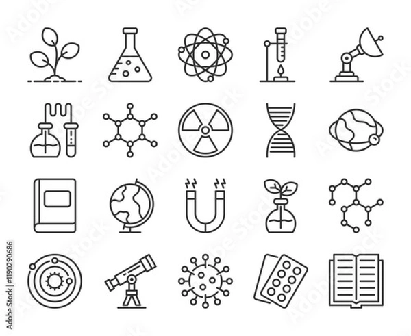 Obraz Science icons. Natural science line icon set. Editable Stroke.