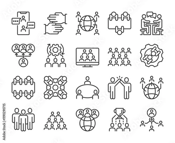 Obraz Team icons. Teamwork line icon set. Editable Stroke.