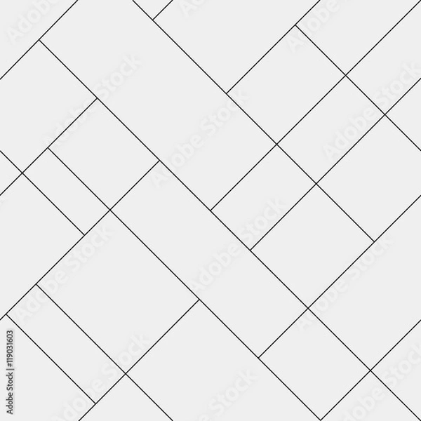 Obraz Seamless pattern diagonal polygonal rectangular lines, black and white