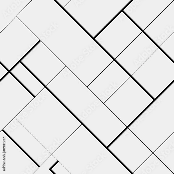 Obraz Seamless pattern diagonal polygonal rectangular lines, black and white