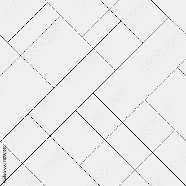 Obraz Seamless pattern diagonal polygonal rectangular lines, black and white