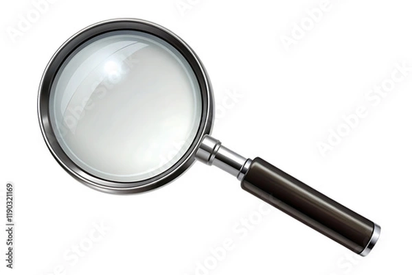 Fototapeta Magnifying glass with a wooden handle. On transparent background. Png file