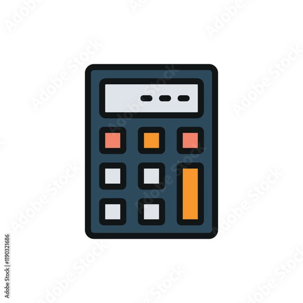 Fototapeta Calculator stationary icon with a clean and digital aesthetic, perfect for enhancing technology, work, or analytical-themed projects