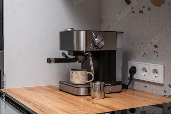 Fototapeta Home cornish coffee machine, making coffee