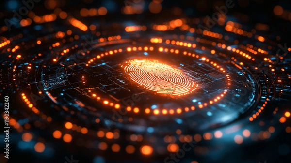 Fototapeta Personal data protection. Digital shield, digital fingerprint.