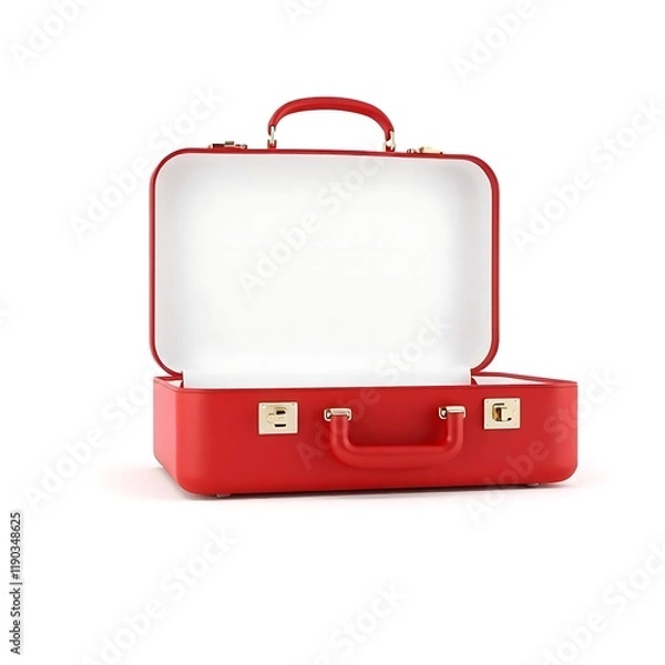 Fototapeta Open Red Suitcase: A Minimalist Still Life
