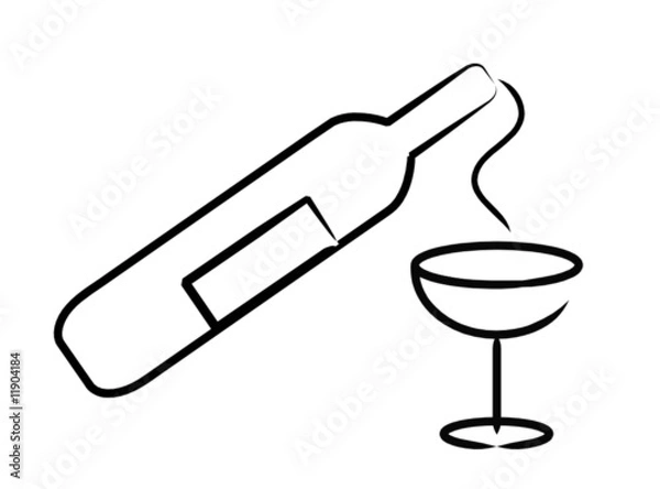 Obraz Stylize wine elements - bottle and glass vector illustration