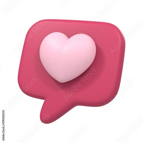 Fototapeta 3D Heart in Speech Bubble Graphic