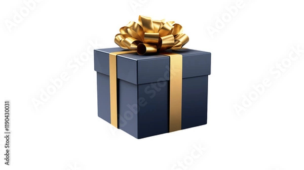 Obraz Elegant Blue Gift Box with Gold Ribbon for Holiday or Festive Occasions