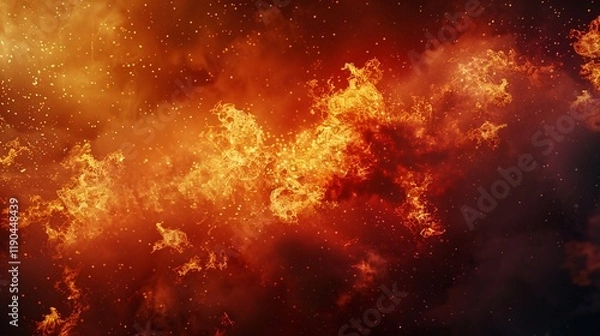 Fototapeta A bright orange and red space with a lot of fire