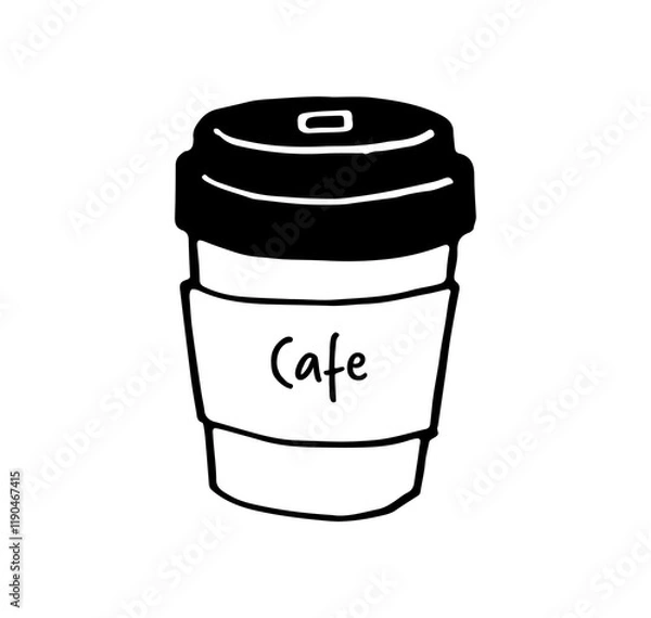 Fototapeta テイクアウト用カフェの紙カップ_線画