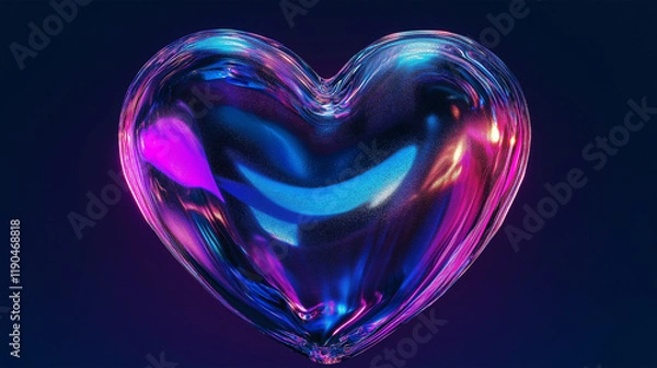 Fototapeta chrome metallic colorful 3d heart valentine background ai generated visual concept