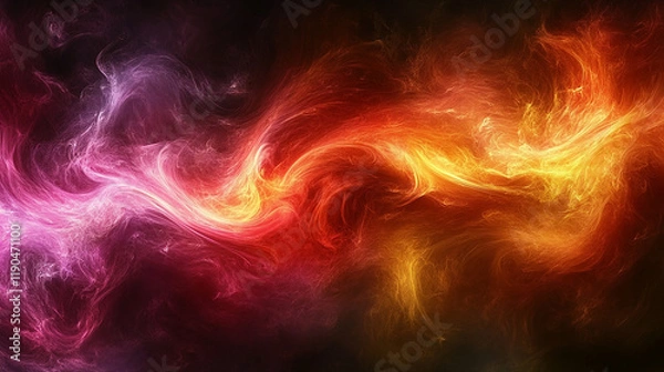Fototapeta Abstract digital artwork with swirling neon light effects