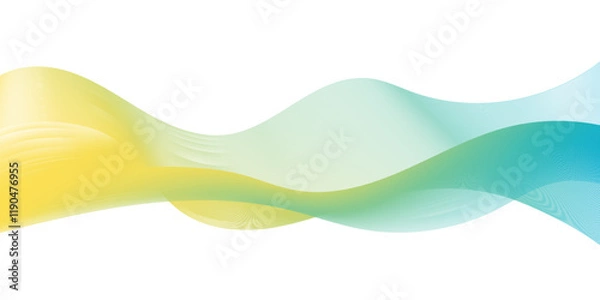 Obraz Abstract wave lines background vector blue, green and yellow isolated on white background