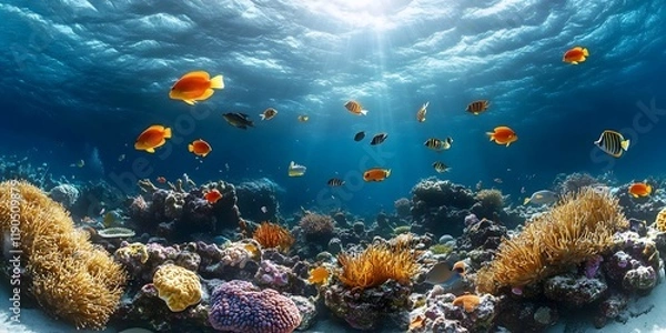 Obraz coral reef and fish, Generative Ai