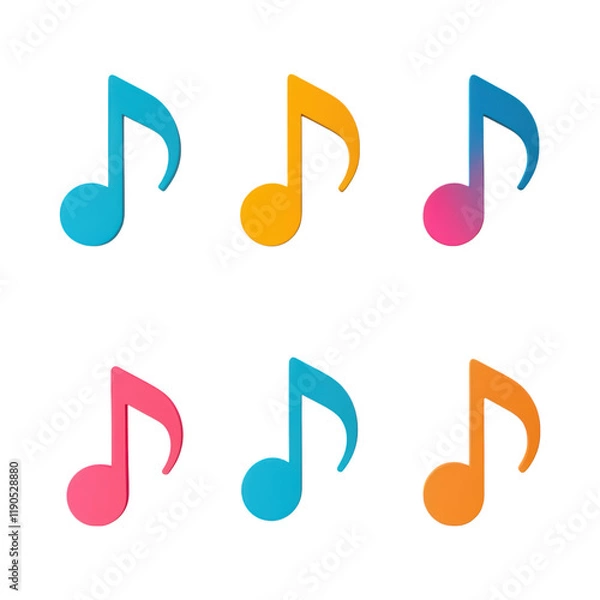 Fototapeta Colorful music notes isolated on transparency background