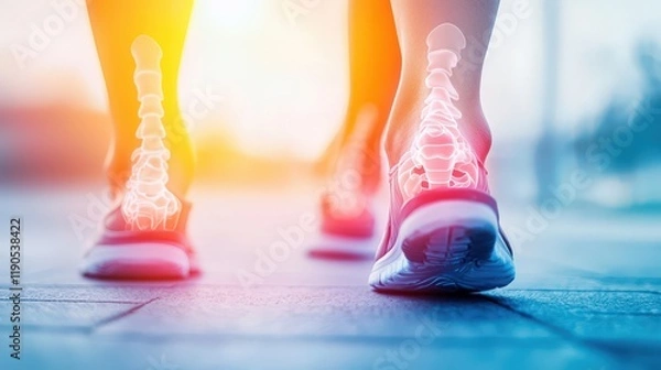 Fototapeta Visual representation of ankle joint stiffness reduction through therapy.