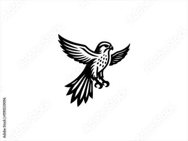 Fototapeta Black and White line art falcon design vector,,,,