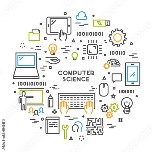 Fototapeta Line web concept for computer science