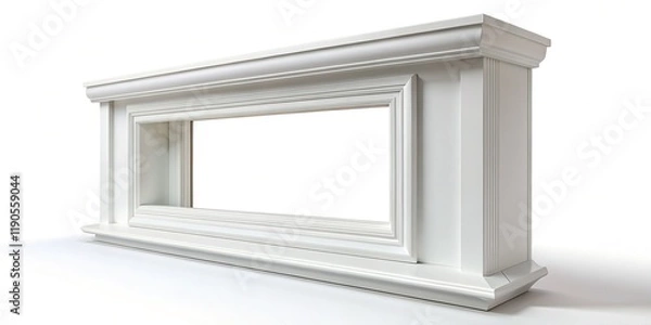 Fototapeta Crisp White Window Trim, Isolated on White Background - Perfect for Interior Design Projects