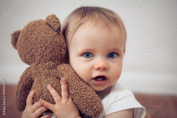 Obraz baby with a teddy