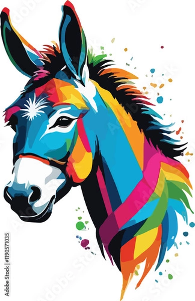 Fototapeta Colorful Donkey illustration vector design, Donkey logo and icon design, Donkey head vector design