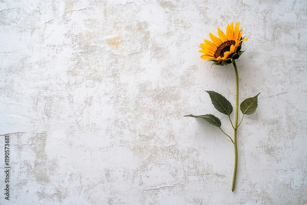 Fototapeta Minimal sunflower on a textured white background