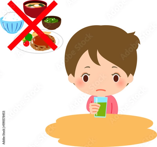 Fototapeta 食事を抜いて野菜ジュースを飲む女性